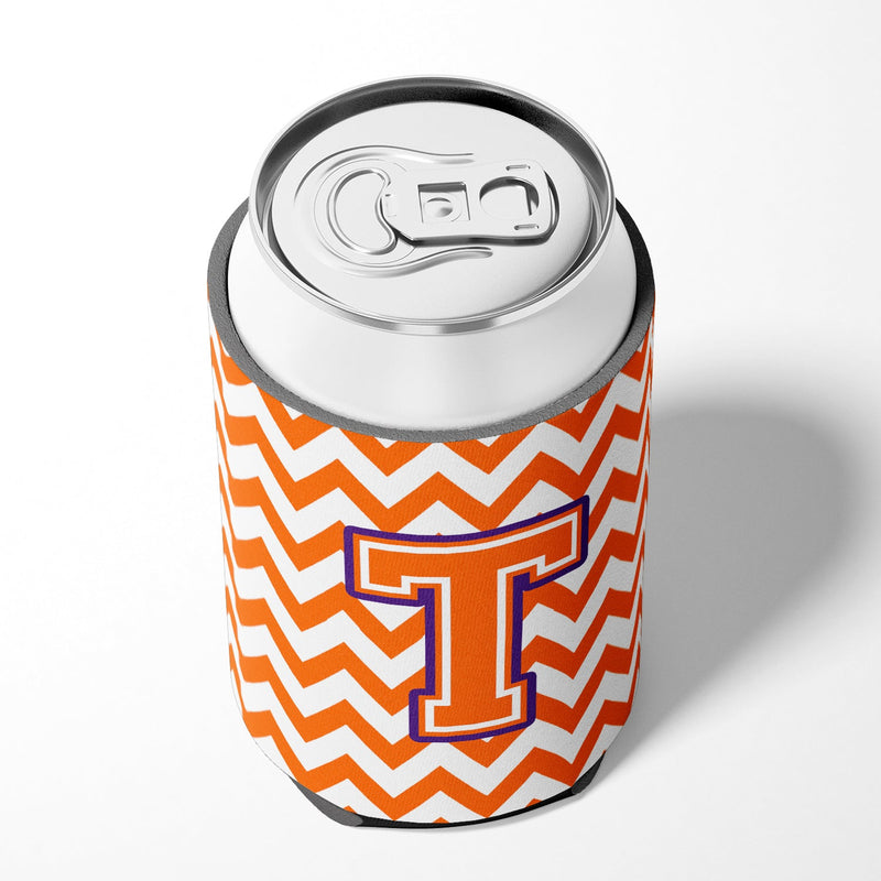 Letter T Chevron Orange and Regalia Can or Bottle Hugger CJ1062-TCC