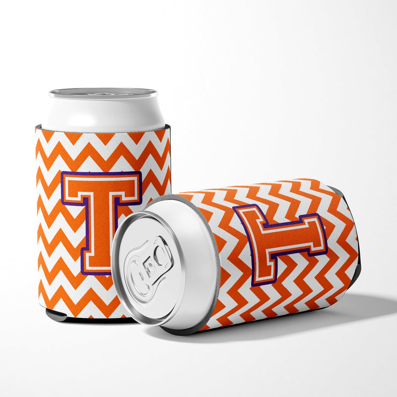 Letter T Chevron Orange and Regalia Can or Bottle Hugger CJ1062-TCC