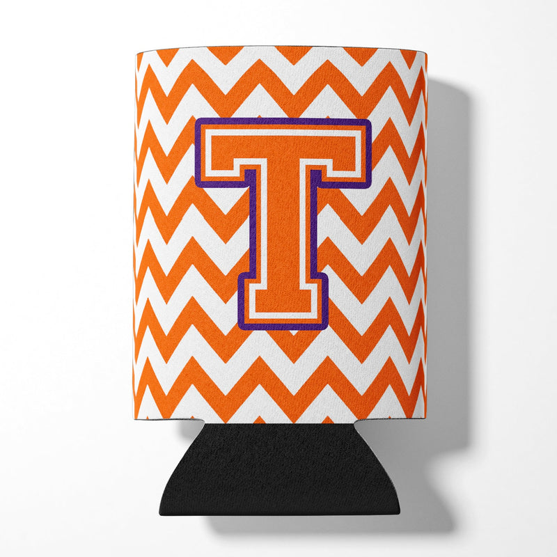 Letter T Chevron Orange and Regalia Can or Bottle Hugger CJ1062-TCC