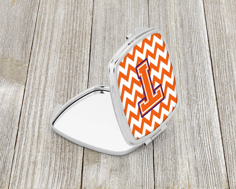 Letter T Chevron Orange and Regalia Compact Mirror CJ1062-TSCM