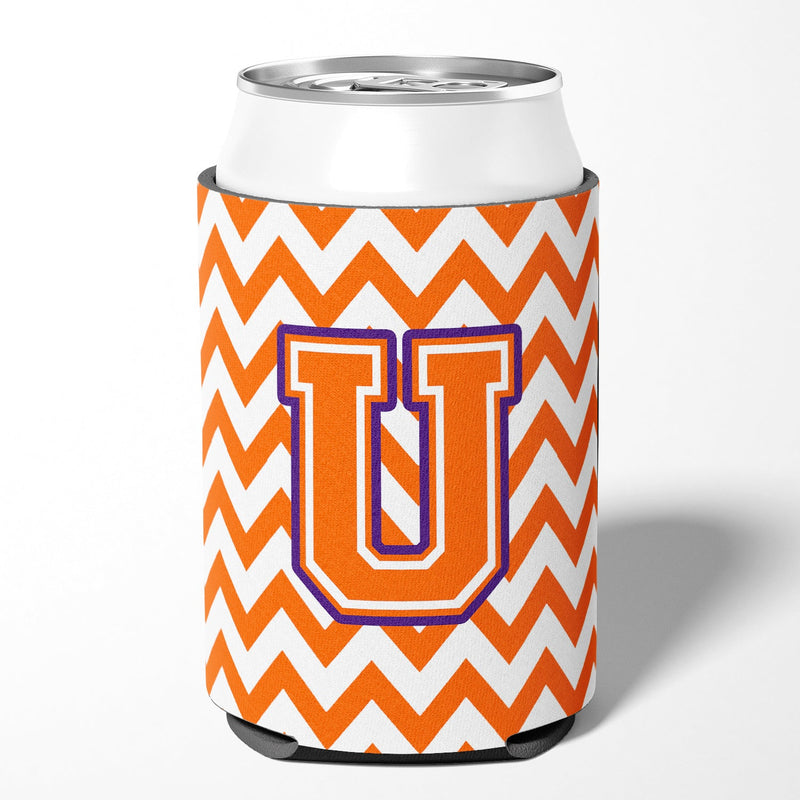 Letter U Chevron Orange and Regalia Can or Bottle Hugger CJ1062-UCC