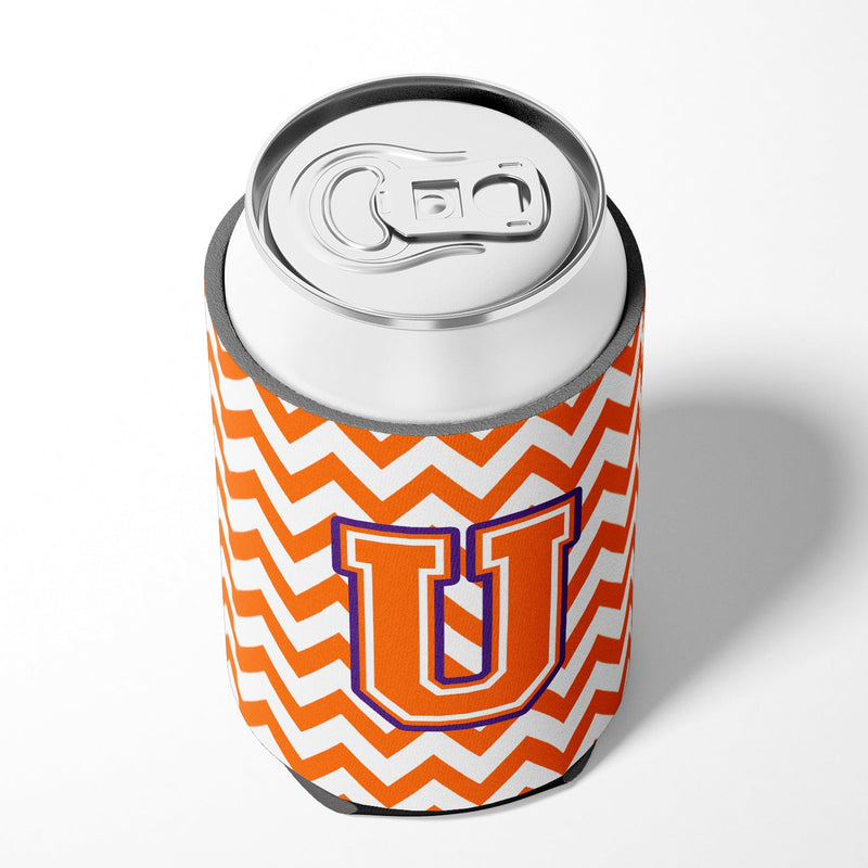 Letter U Chevron Orange and Regalia Can or Bottle Hugger CJ1062-UCC