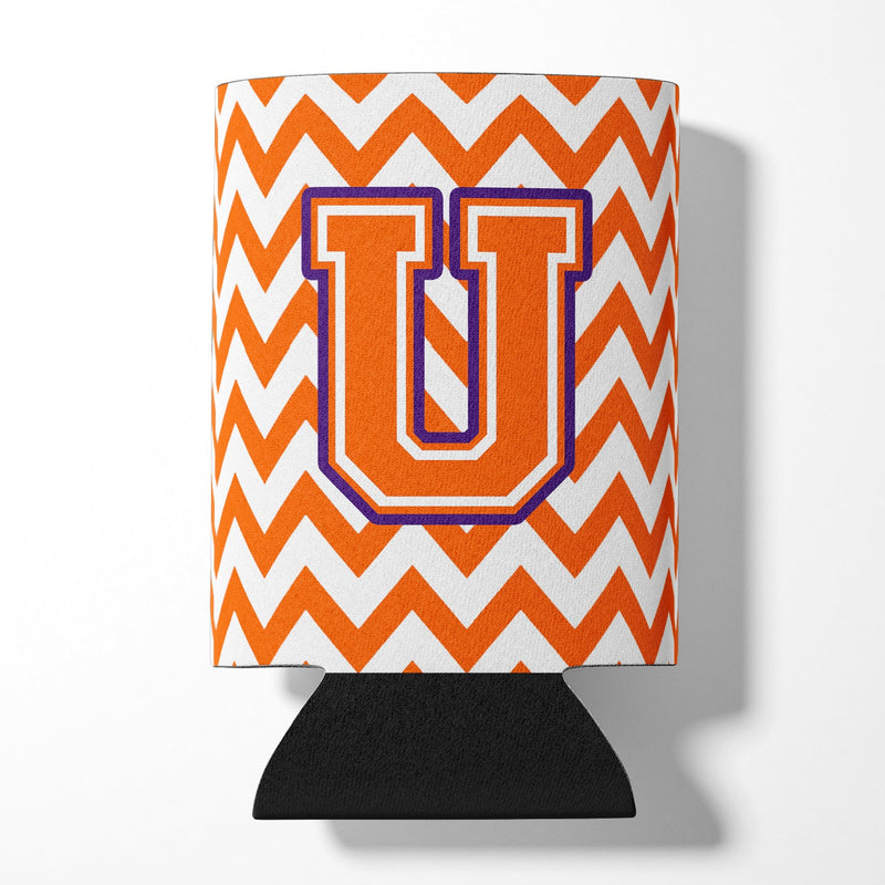 Letter U Chevron Orange and Regalia Can or Bottle Hugger CJ1062-UCC