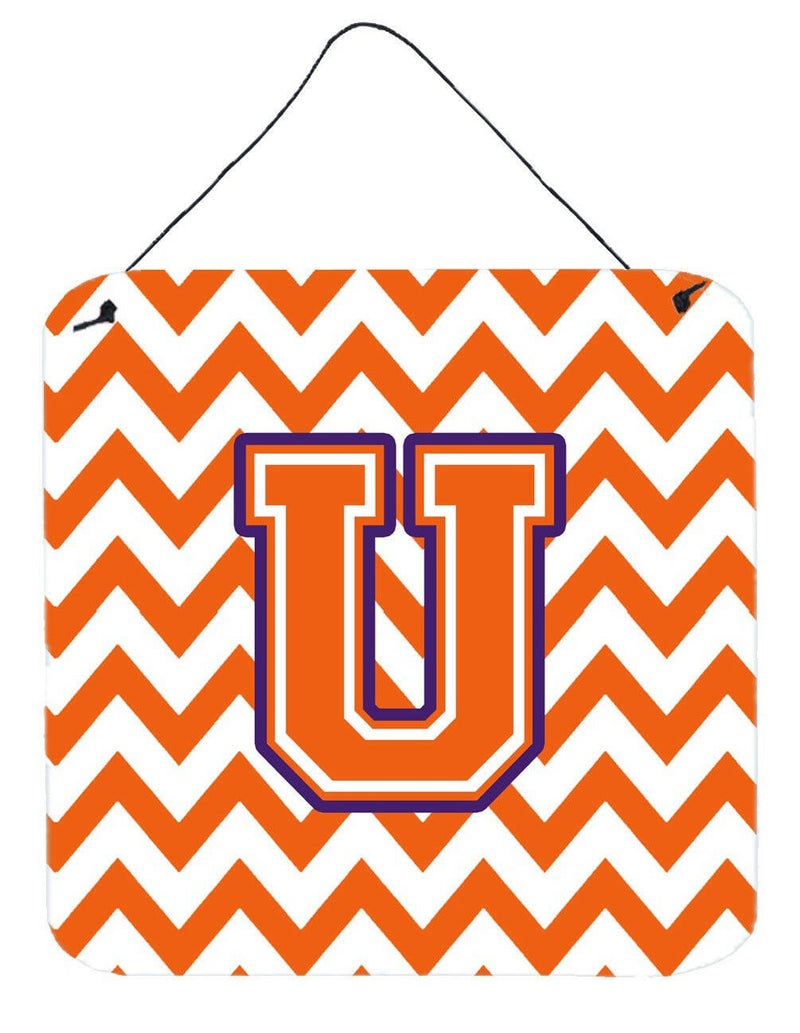 Letter U Chevron Orange and Regalia Wall or Door Hanging Prints CJ1062-UDS66