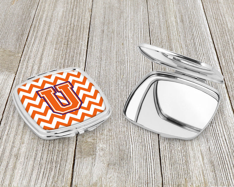 Letter U Chevron Orange and Regalia Compact Mirror CJ1062-USCM