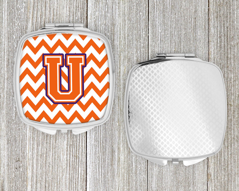 Letter U Chevron Orange and Regalia Compact Mirror CJ1062-USCM