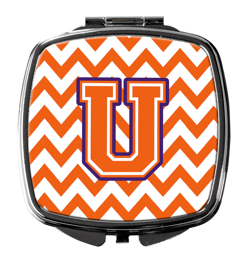 Letter U Chevron Orange and Regalia Compact Mirror CJ1062-USCM