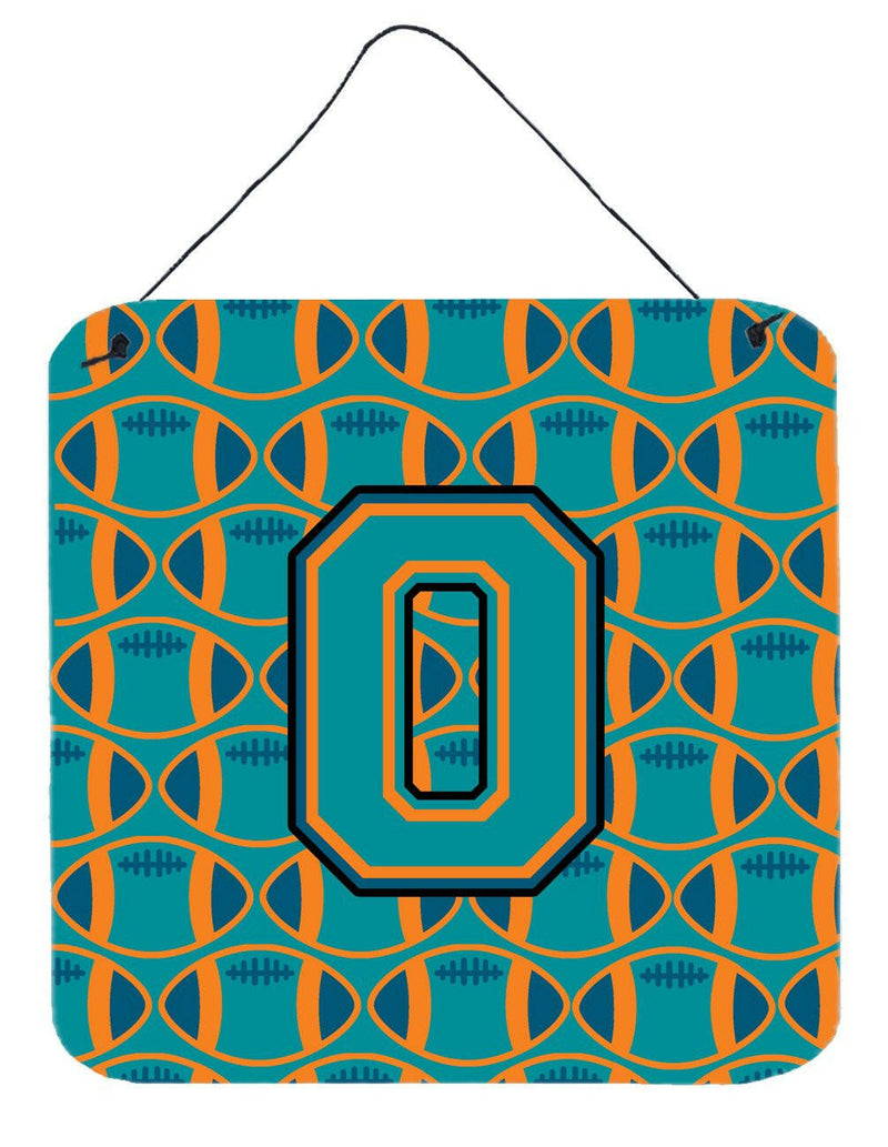 Letter O Football Aqua, Orange and Marine Blue Wall or Door Hanging Prints CJ1063-ODS66