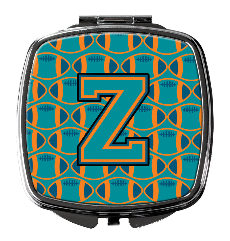 Letter Z Football Aqua, Orange and Marine Blue Compact Mirror CJ1063-ZSCM