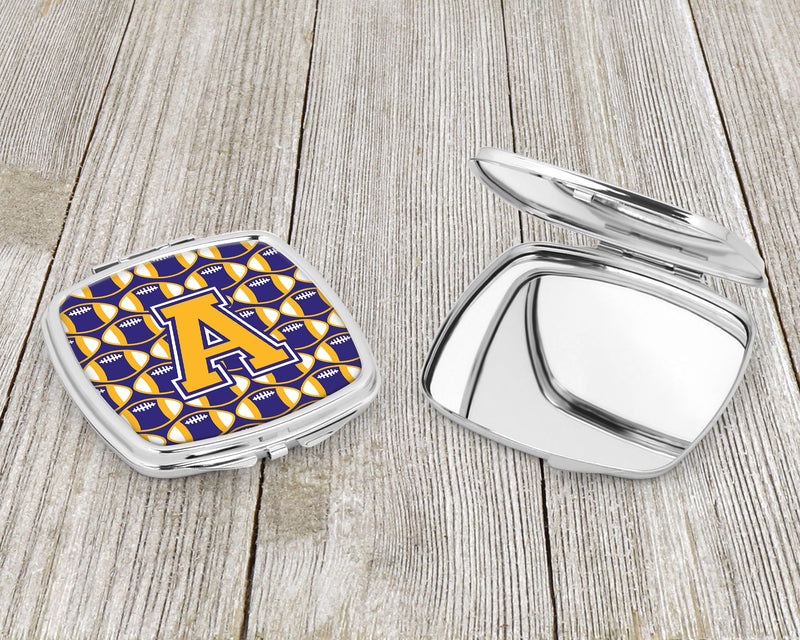 Letter A Football Purple and Gold Compact Mirror CJ1064-ASCM