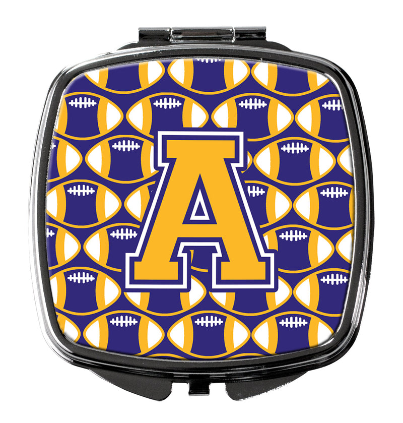 Letter A Football Purple and Gold Compact Mirror CJ1064-ASCM