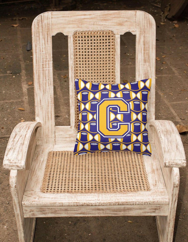 Letter C Football Purple and Gold Fabric Decorative Pillow CJ1064-CPW1414