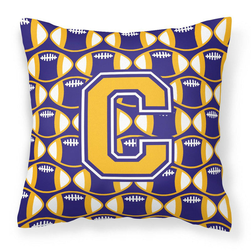 Letter C Football Purple and Gold Fabric Decorative Pillow CJ1064-CPW1414