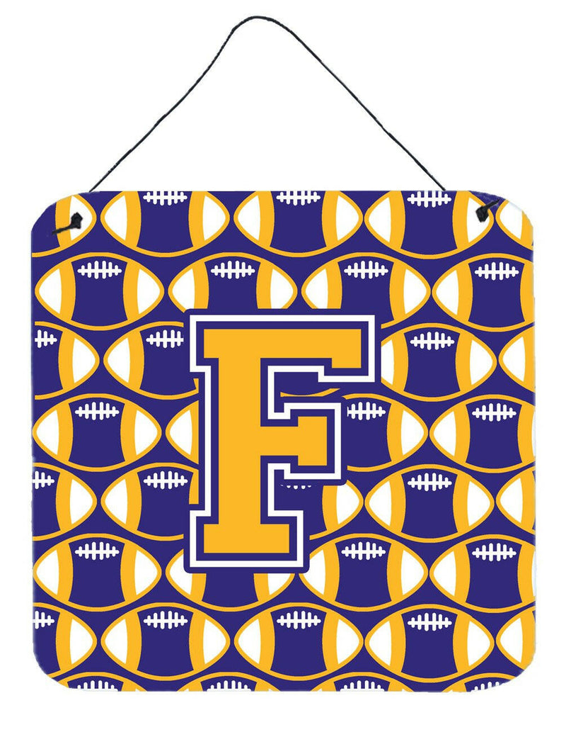 Letter F Football Purple and Gold Wall or Door Hanging Prints CJ1064-FDS66