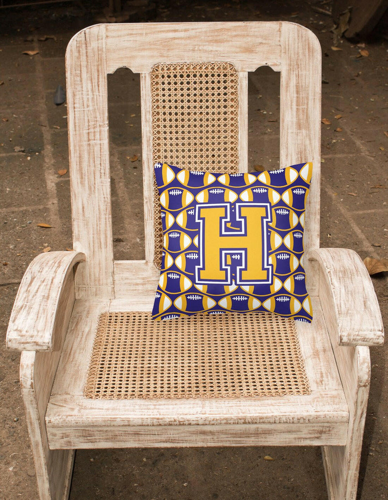 Letter H Football Purple and Gold Fabric Decorative Pillow CJ1064-HPW1414