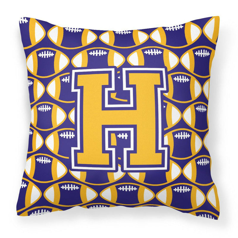 Letter H Football Purple and Gold Fabric Decorative Pillow CJ1064-HPW1414