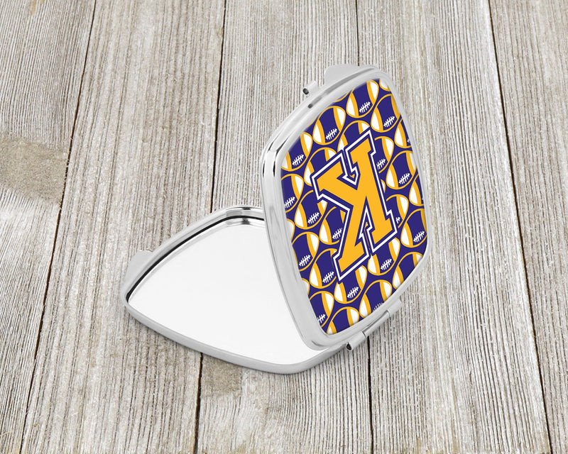 Letter K Football Purple and Gold Compact Mirror CJ1064-KSCM