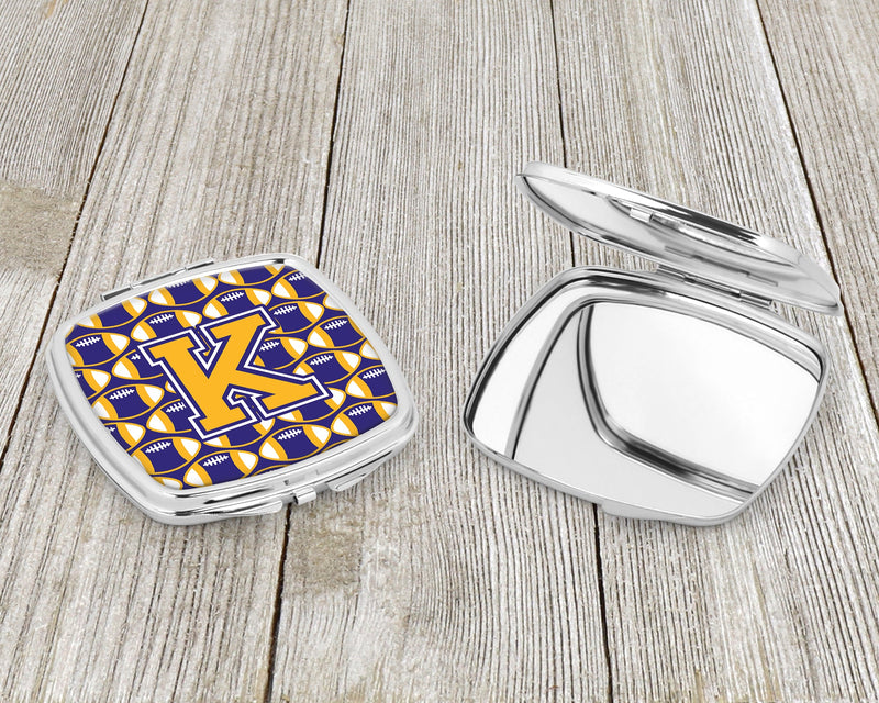 Letter K Football Purple and Gold Compact Mirror CJ1064-KSCM