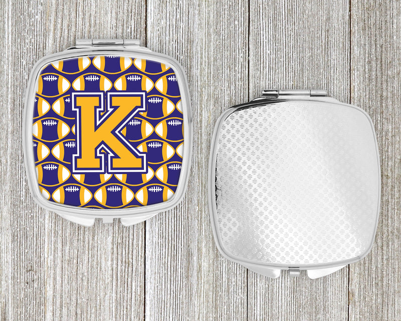 Letter K Football Purple and Gold Compact Mirror CJ1064-KSCM