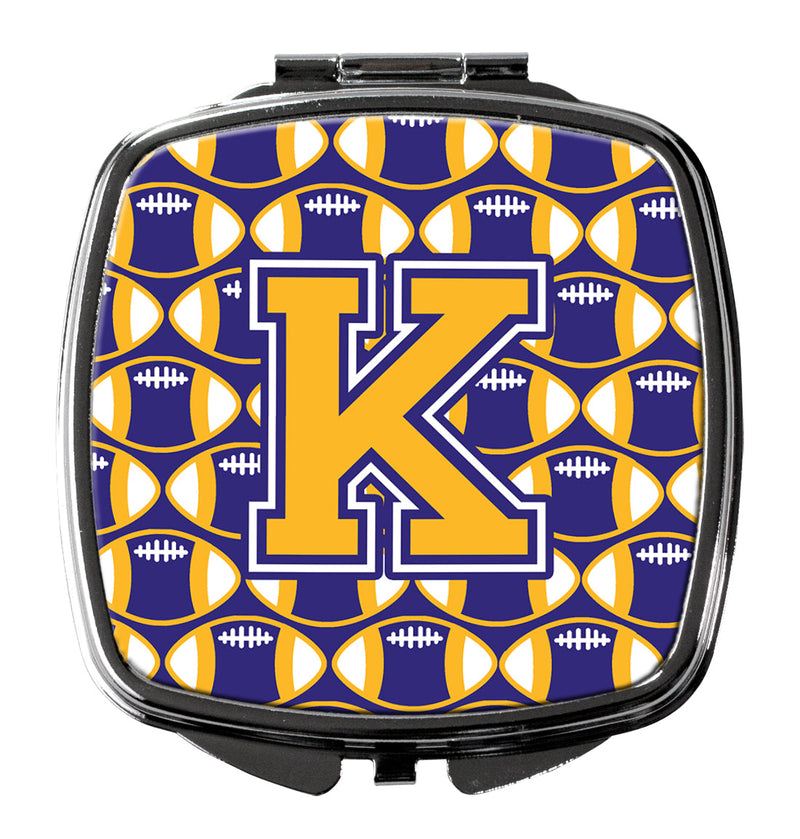 Letter K Football Purple and Gold Compact Mirror CJ1064-KSCM