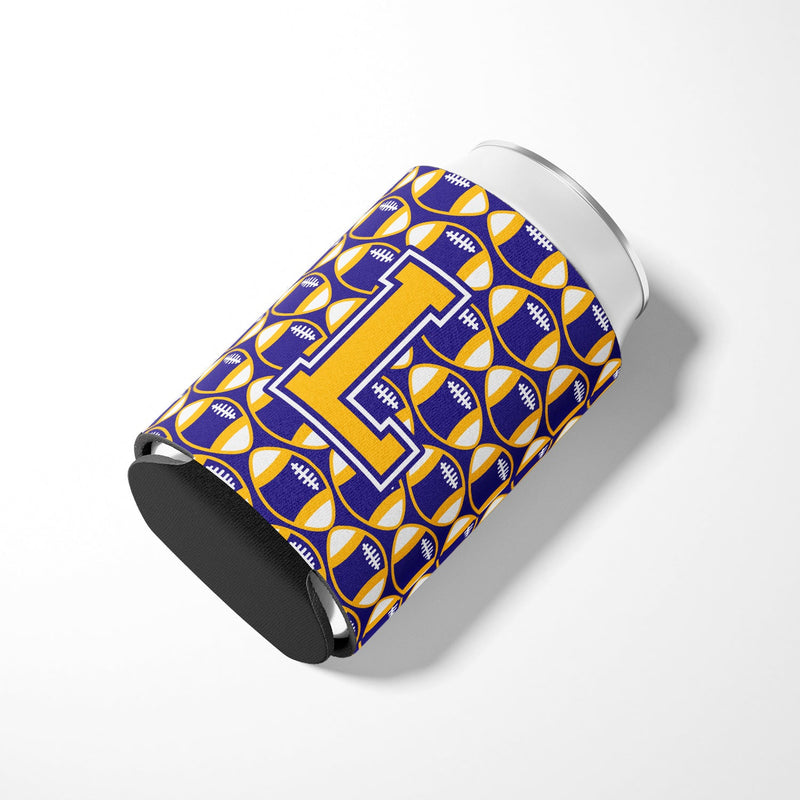 Letter L Football Purple and Gold Can or Bottle Hugger CJ1064-LCC