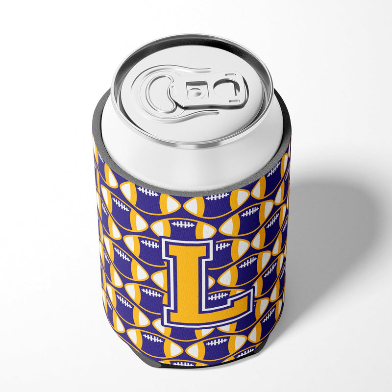 Letter L Football Purple and Gold Can or Bottle Hugger CJ1064-LCC