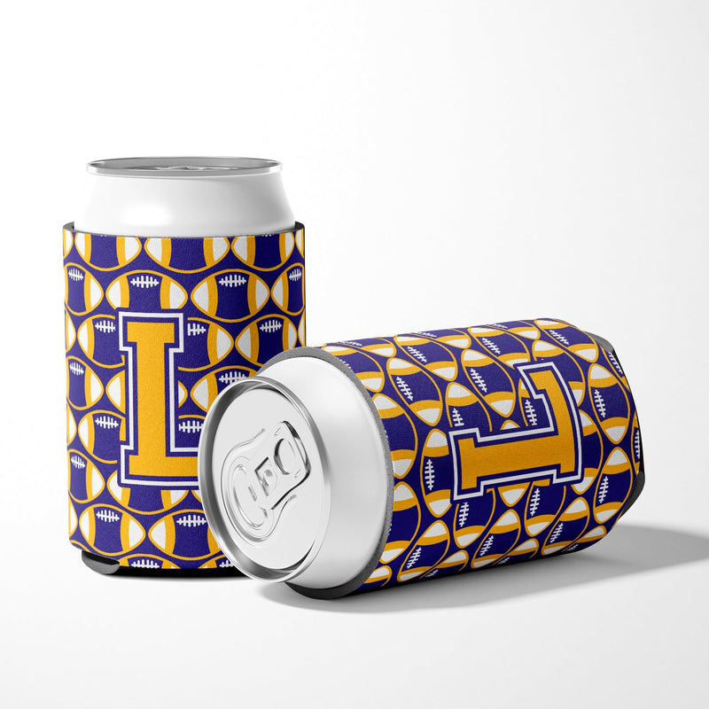 Letter L Football Purple and Gold Can or Bottle Hugger CJ1064-LCC