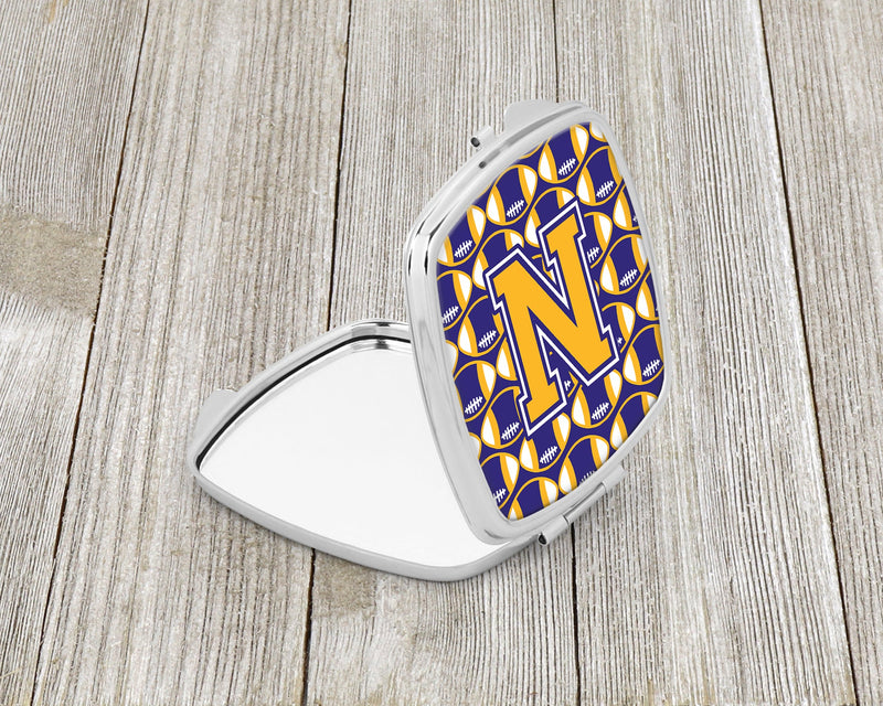 Letter N Football Purple and Gold Compact Mirror CJ1064-NSCM