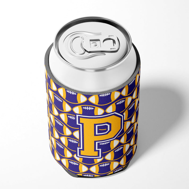 Letter P Football Purple and Gold Can or Bottle Hugger CJ1064-PCC