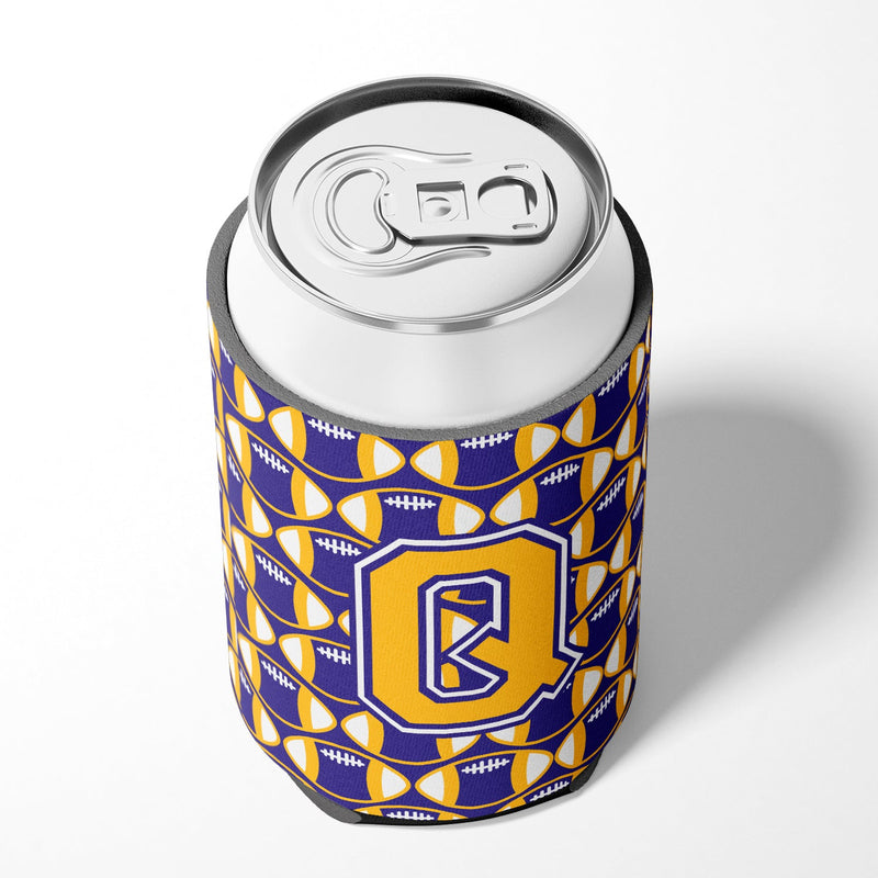 Letter Q Football Purple and Gold Can or Bottle Hugger CJ1064-QCC