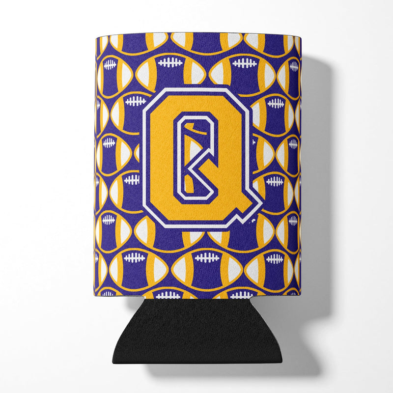 Letter Q Football Purple and Gold Can or Bottle Hugger CJ1064-QCC