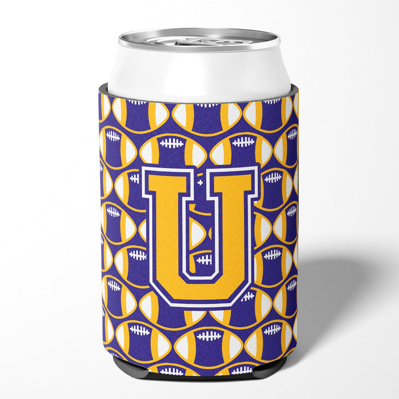 Letter U Football Purple and Gold Can or Bottle Hugger CJ1064-UCC