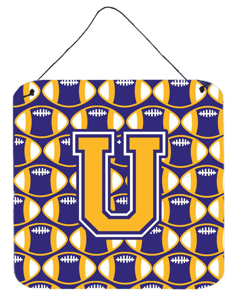 Letter U Football Purple and Gold Wall or Door Hanging Prints CJ1064-UDS66