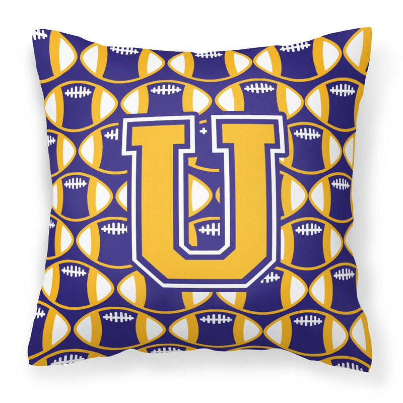 Letter U Football Purple and Gold Fabric Decorative Pillow CJ1064-UPW1414