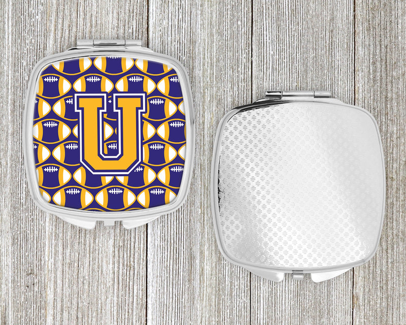 Letter U Football Purple and Gold Compact Mirror CJ1064-USCM