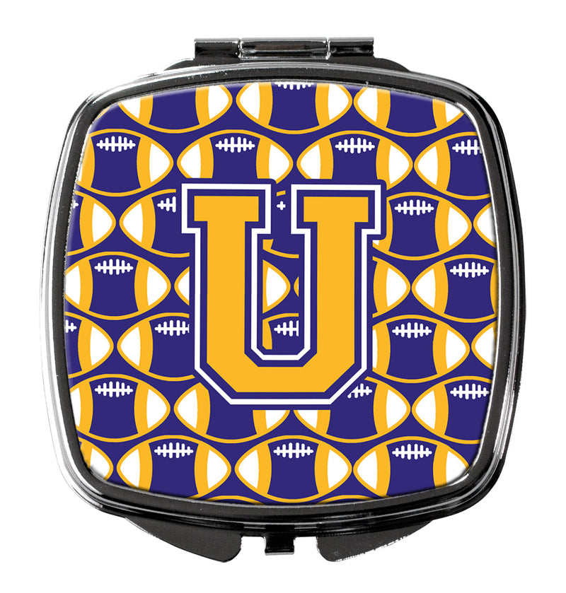 Letter U Football Purple and Gold Compact Mirror CJ1064-USCM