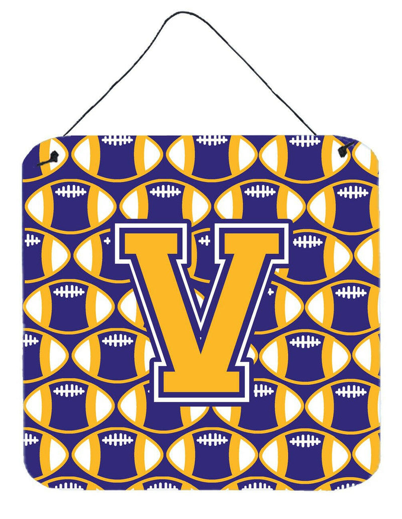 Letter V Football Purple and Gold Wall or Door Hanging Prints CJ1064-VDS66