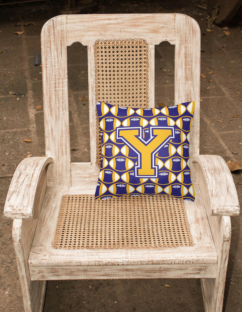 Letter Y Football Purple and Gold Fabric Decorative Pillow CJ1064-YPW1414