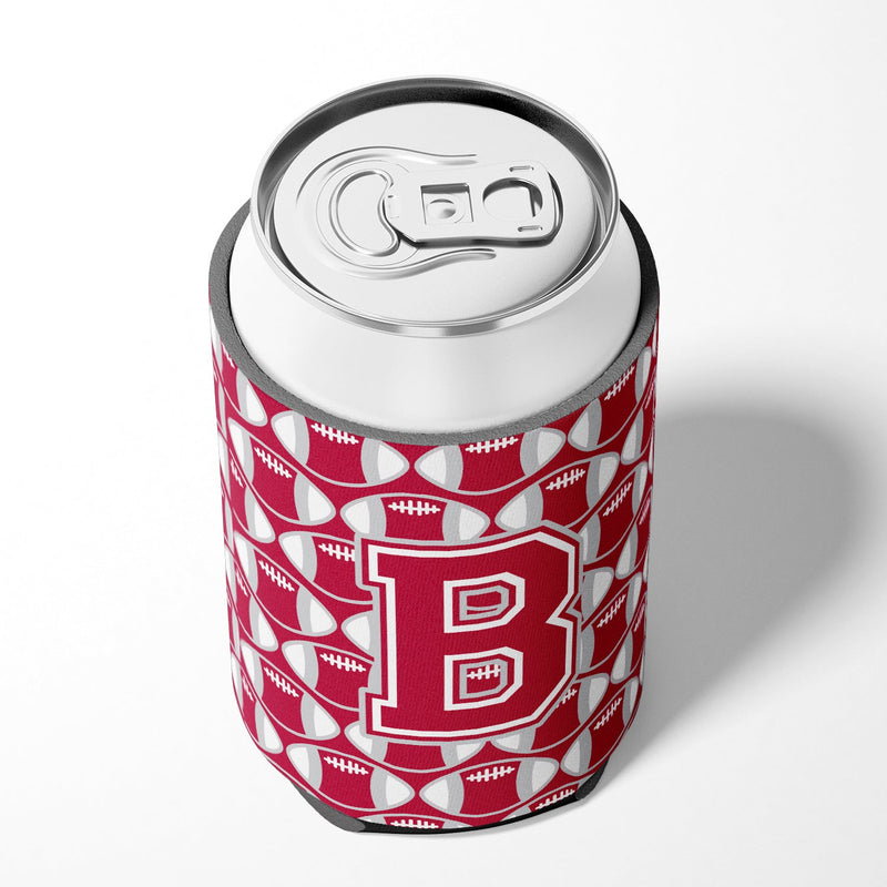 Letter B Football Crimson, grey and white Can or Bottle Hugger CJ1065-BCC