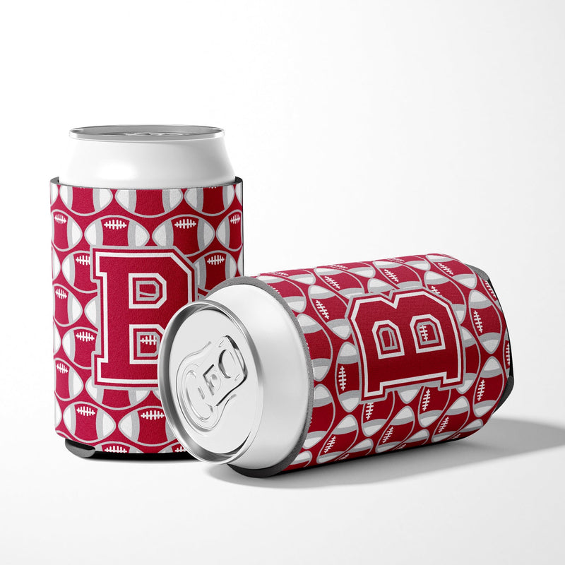 Letter B Football Crimson, grey and white Can or Bottle Hugger CJ1065-BCC