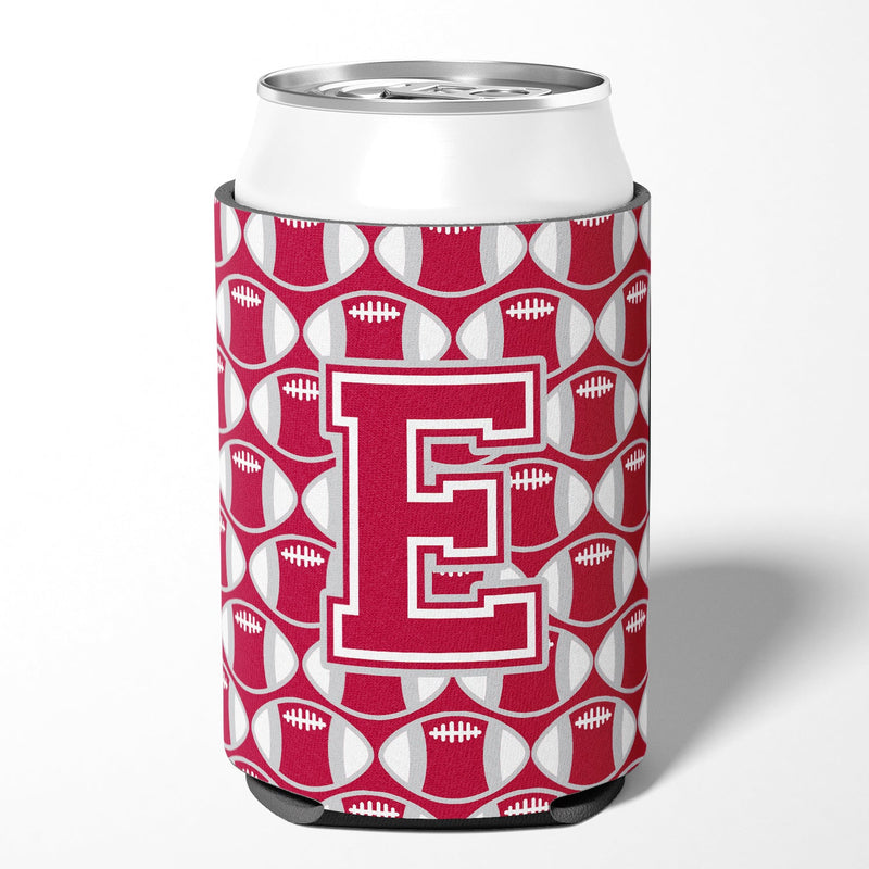 Letter E Football Crimson, grey and white Can or Bottle Hugger CJ1065-ECC