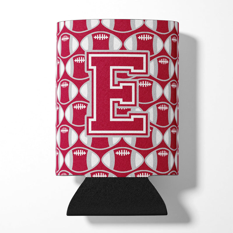 Letter E Football Crimson, grey and white Can or Bottle Hugger CJ1065-ECC