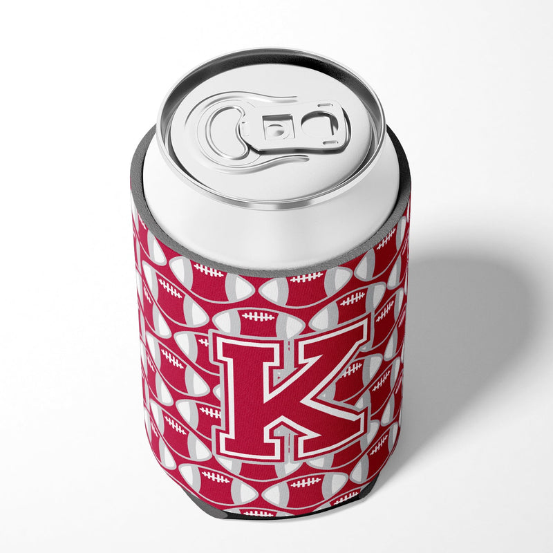 Letter K Football Crimson, grey and white Can or Bottle Hugger CJ1065-KCC