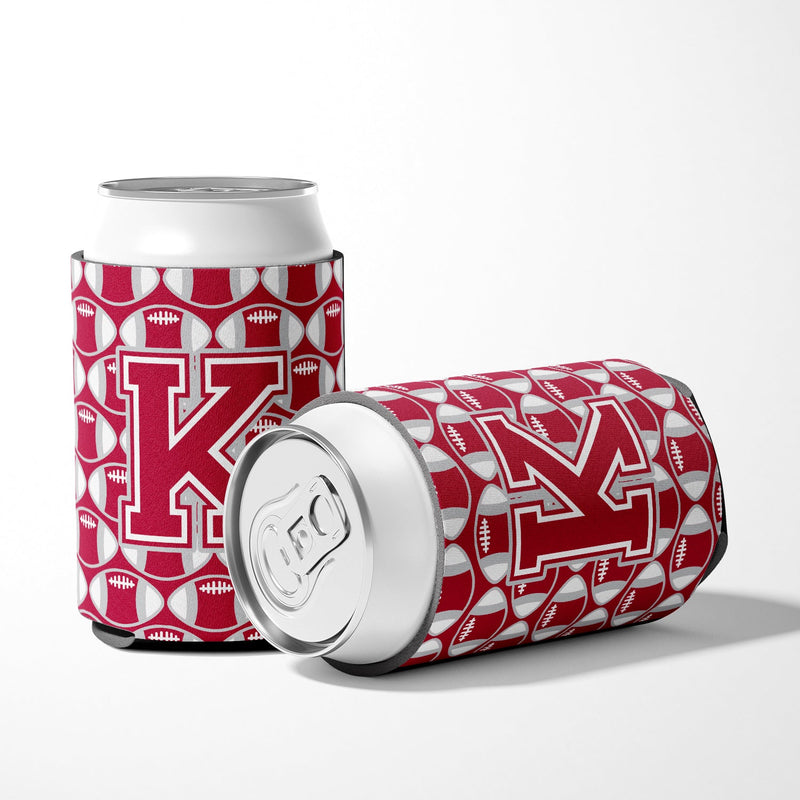 Letter K Football Crimson, grey and white Can or Bottle Hugger CJ1065-KCC