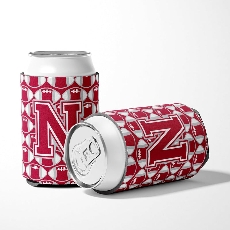 Letter N Football Crimson, grey and white Can or Bottle Hugger CJ1065-NCC