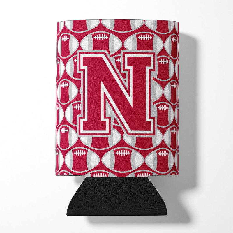 Letter N Football Crimson, grey and white Can or Bottle Hugger CJ1065-NCC