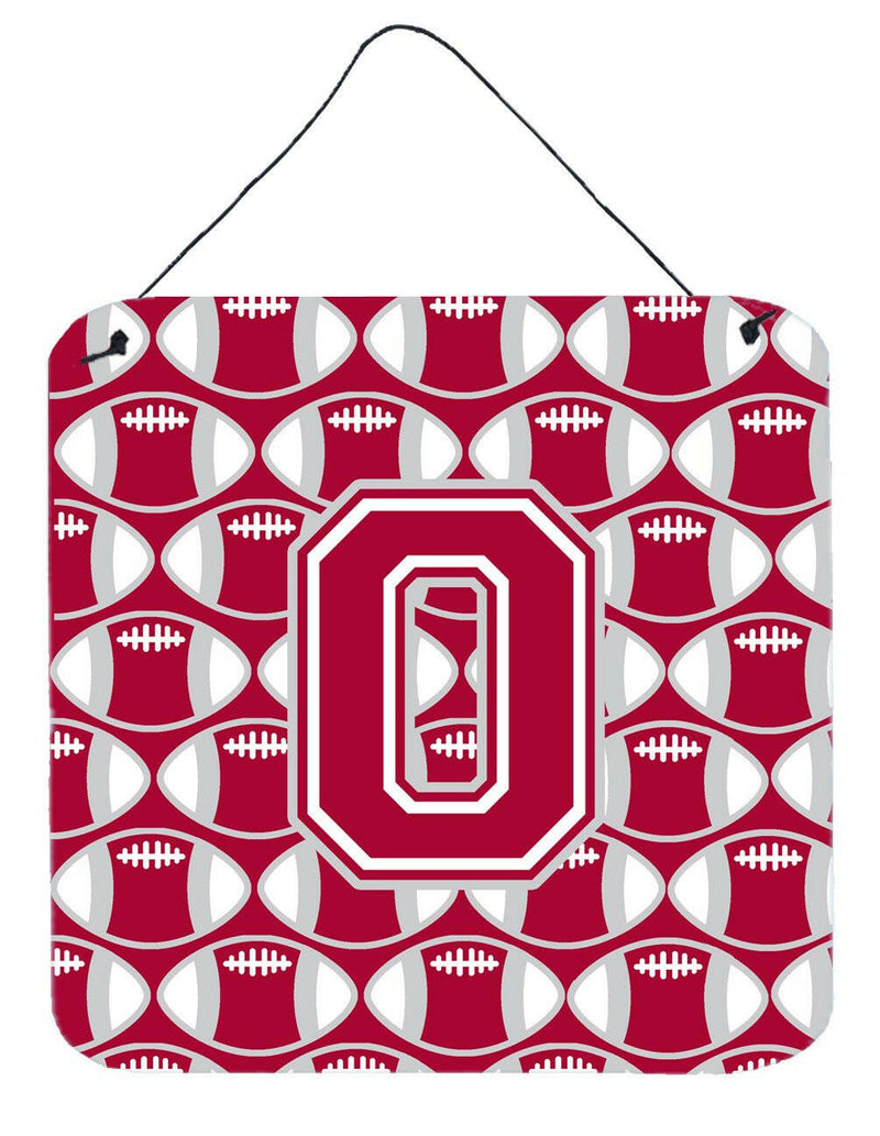 Letter O Football Crimson, grey and white Wall or Door Hanging Prints CJ1065-ODS66