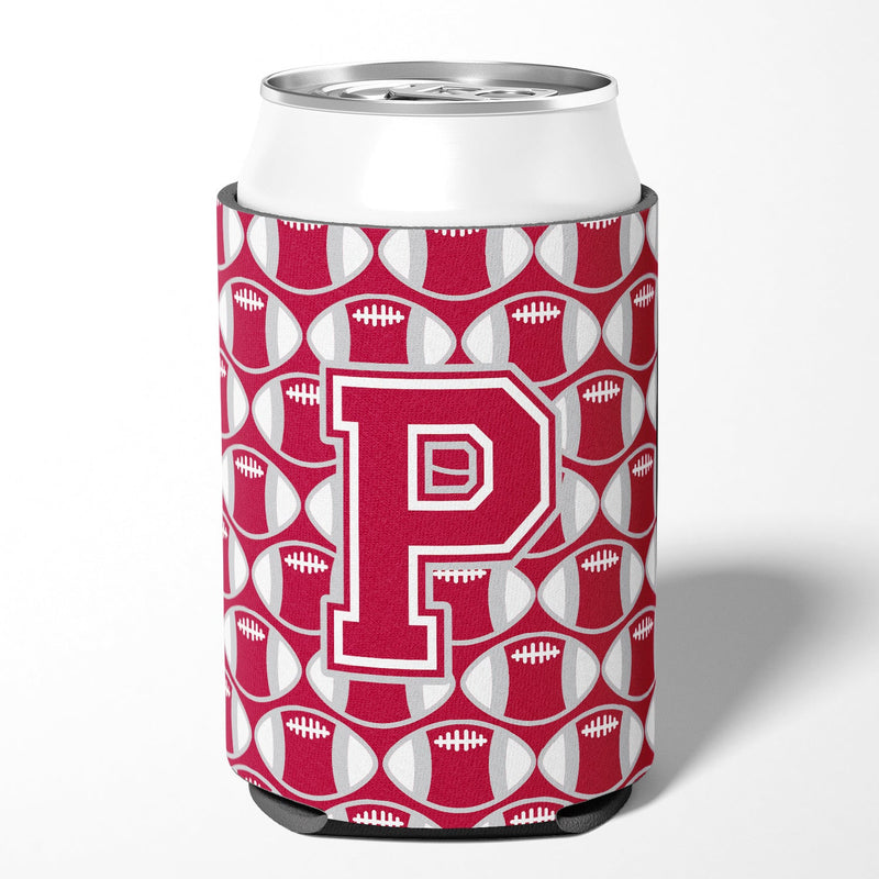 Letter P Football Crimson, grey and white Can or Bottle Hugger CJ1065-PCC