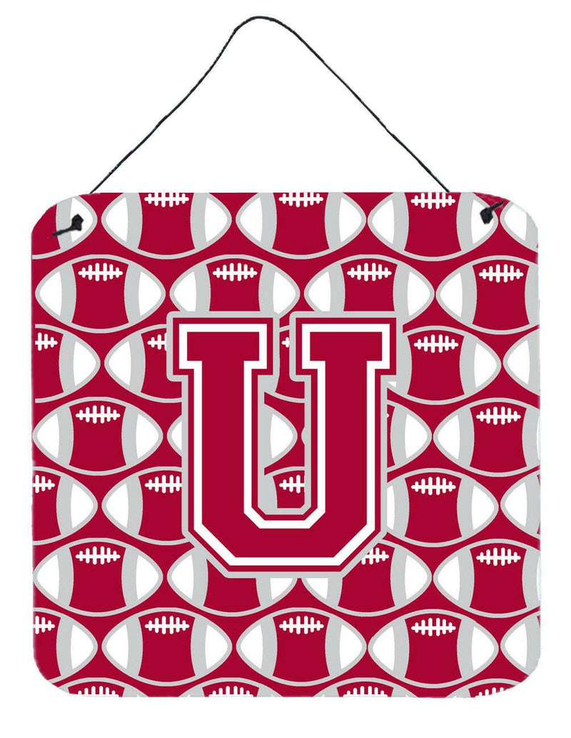 Letter U Football Crimson, grey and white Wall or Door Hanging Prints CJ1065-UDS66