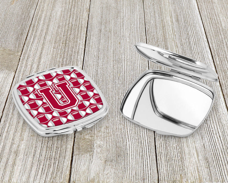 Letter U Football Crimson, grey and white Compact Mirror CJ1065-USCM